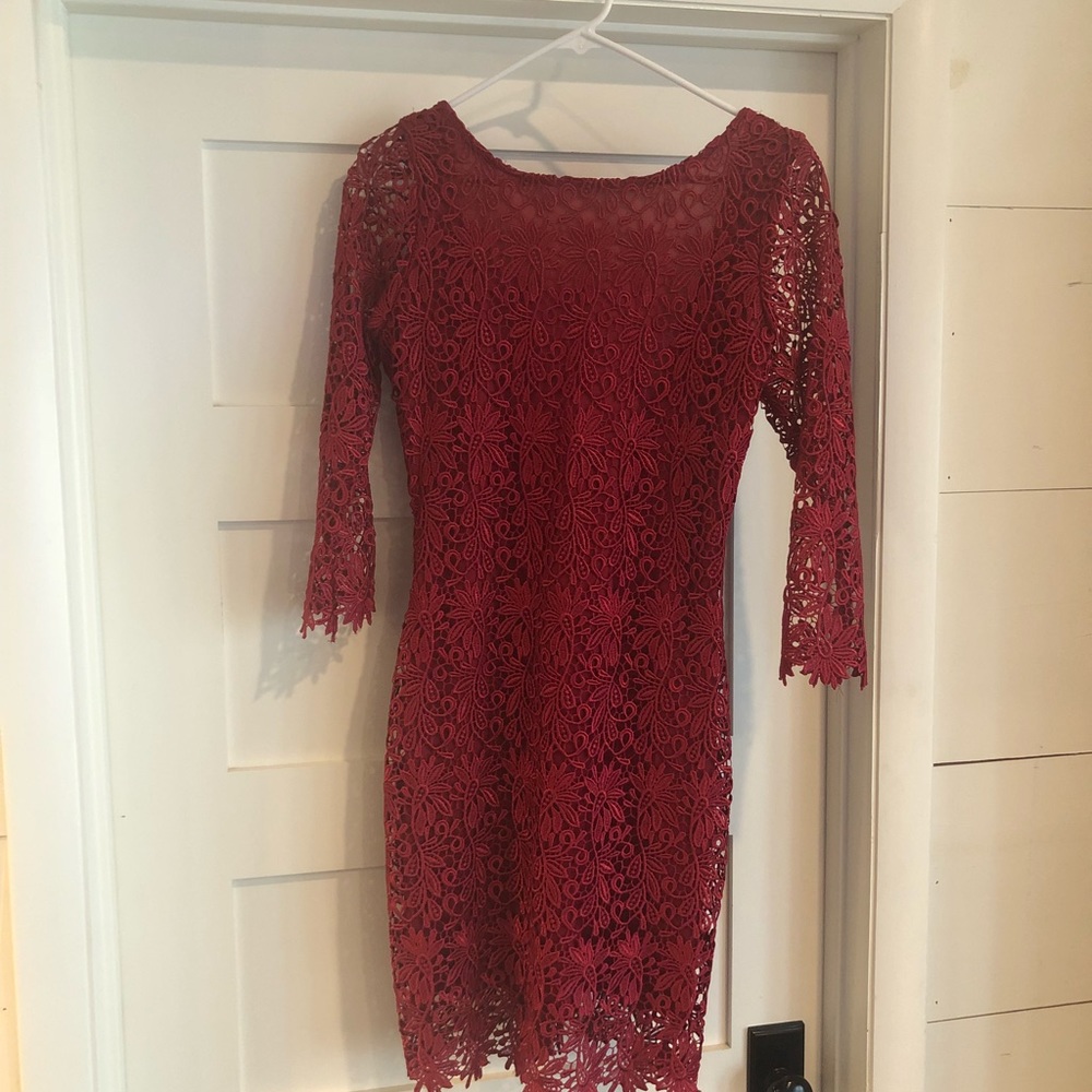 Akira scoop back floral lace cocktail dress